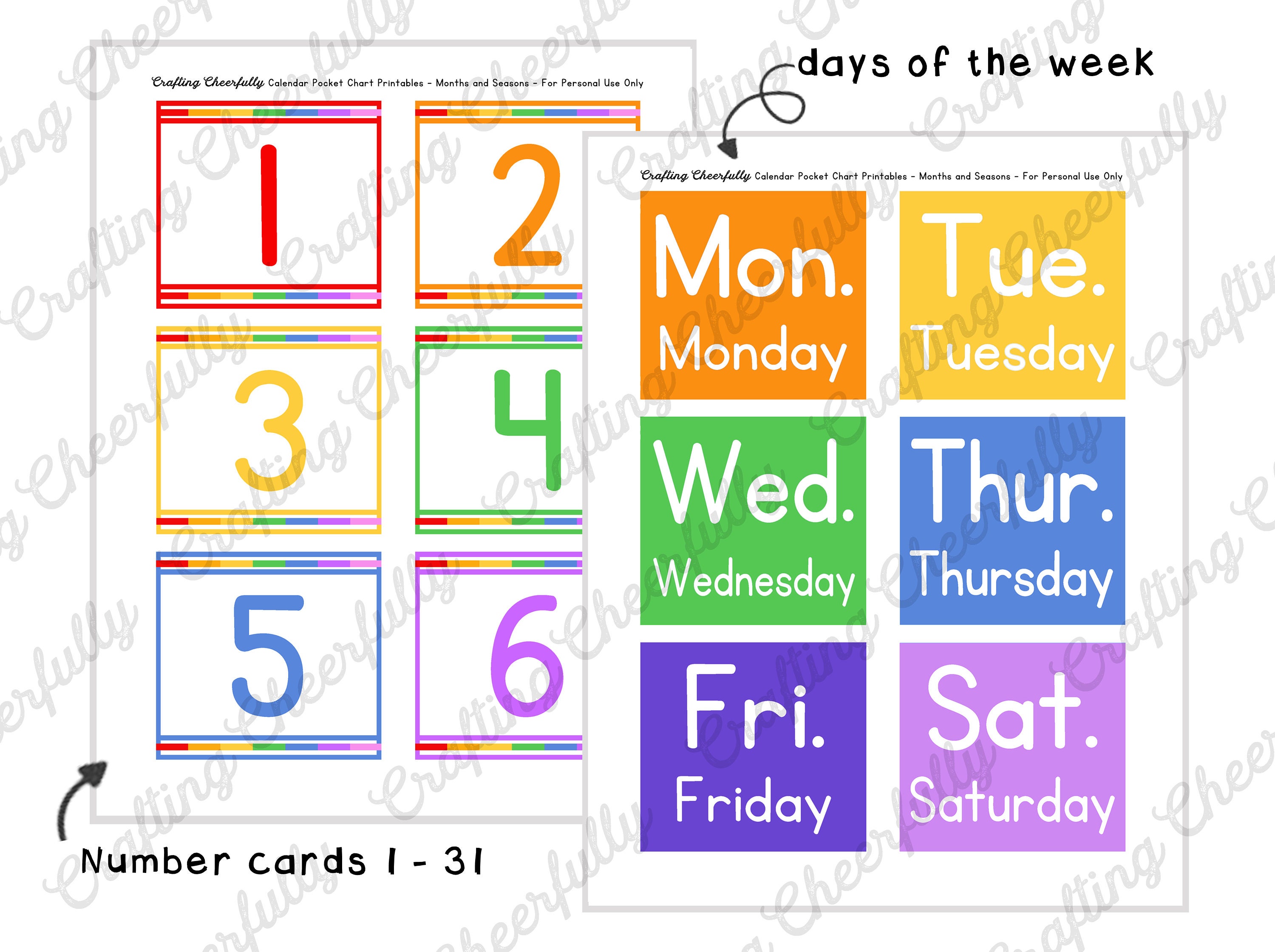 Calendar Pocket Chart Printables