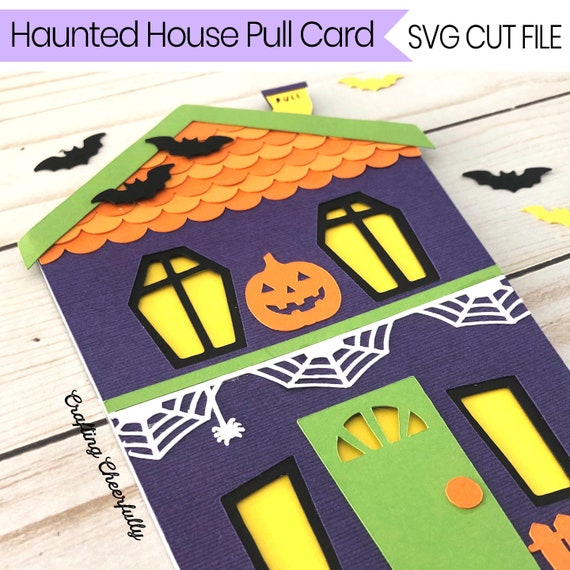 Download Halloween Card Svg File Haunted House Pull Card Svg Cut Etsy
