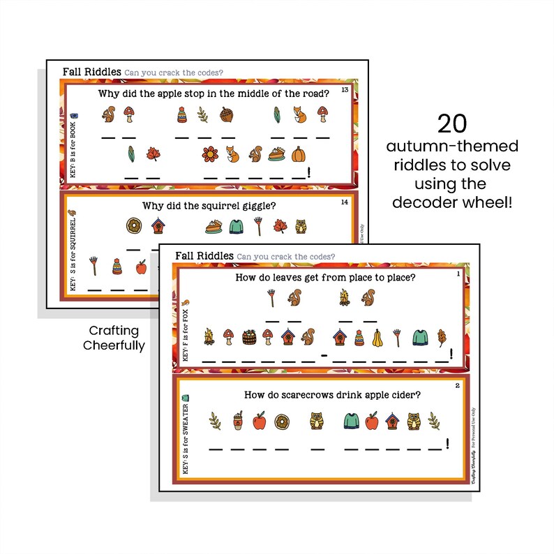 Fall Decoder Wheel - Cipher Wheel - Printable Activity - Etsy