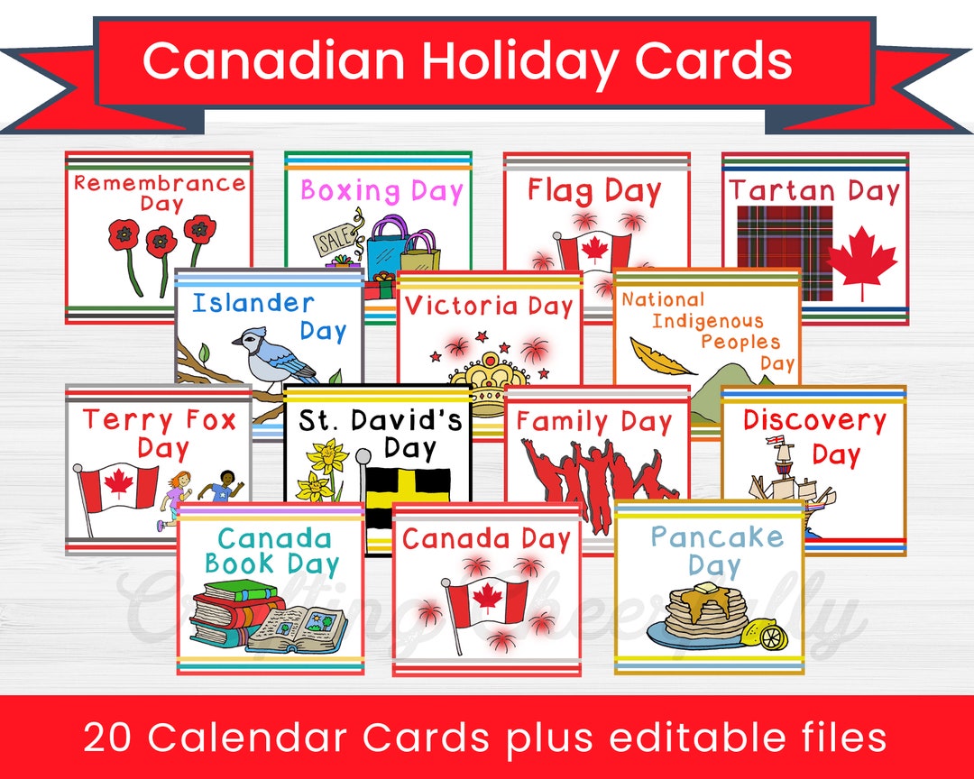 Canadian Holiday Calendar Cards Digital PDF Packet Pocket Chart Editable Canada - Etsy Canadian Holiday Calendar Cards Digital PDF Packet Pocket Chart Editable Canada - Etsy
