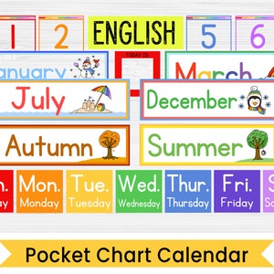 Pocket Calendar Kit for Kids - Editable, Pocket Chart Cards, Classroom Calendar, Instant Digital Download