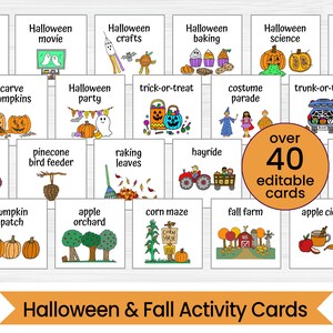 Halloween and Fall Activity Cards - Autumn Visual Schedule Cards - Editable Digital Download