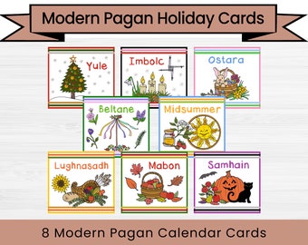 Modern Pagan Holiday Calendar Cards - Instant Digital Download