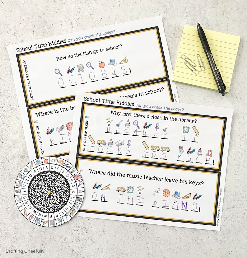 School Time Decoder Wheel - Cipher Wheel - Kid's School-themed Activity ...