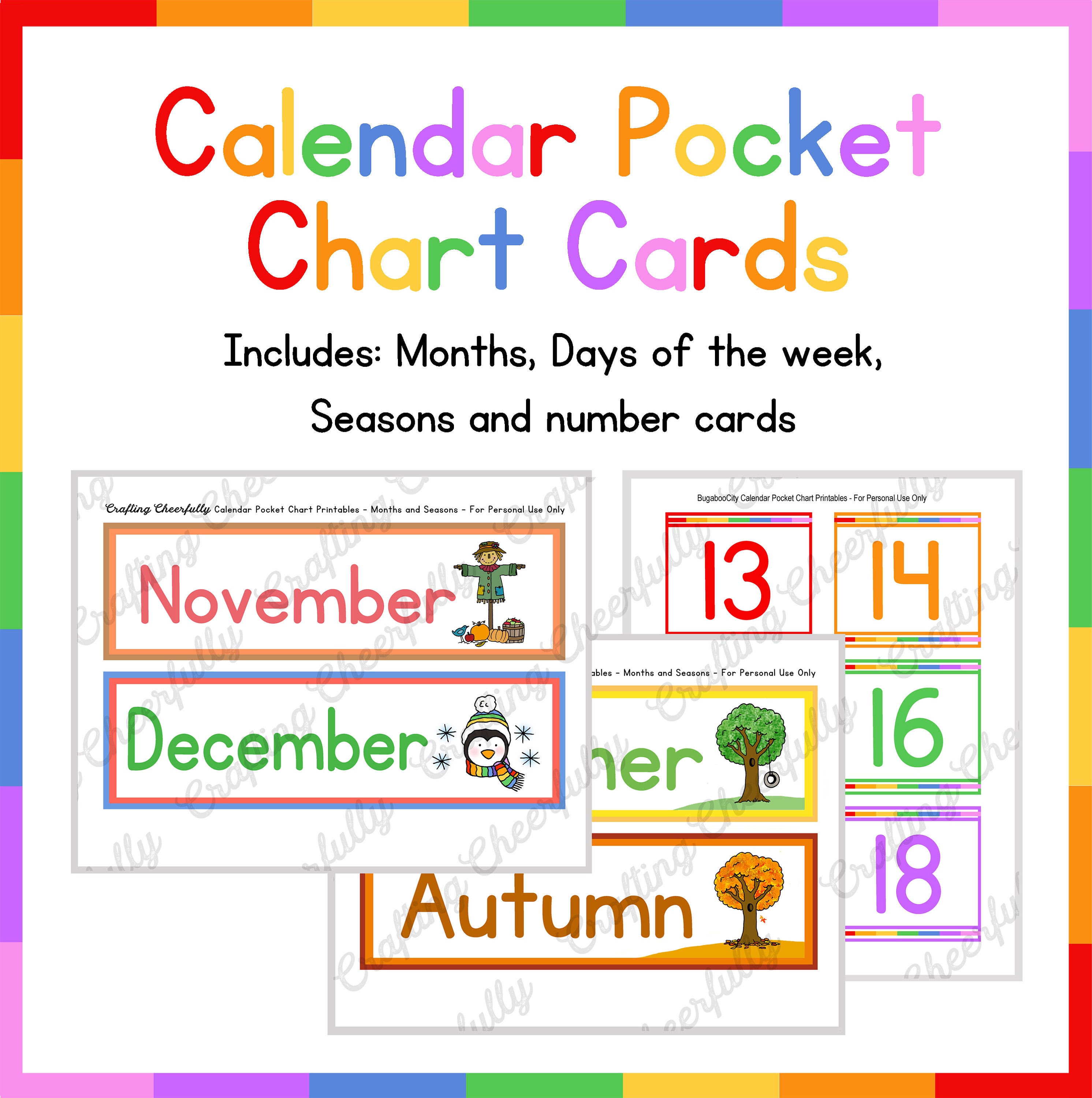 Pocket Chart Calendar Cards Printable