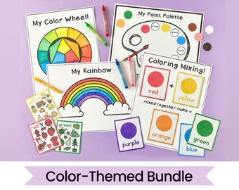 Color Card Bundle - Color Flashcards and Worksheets - Printable
