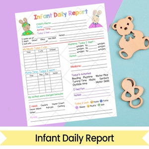 Infant Daily Report In-Home Preschool, Daycare, Nanny Log Printable and Fillable PDFs image 1