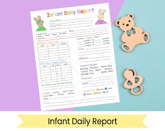 Infant Daily Report - In-Home Preschool, Daycare, Nanny Log - Printable and Fillable PDFs