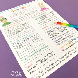 Infant Daily Report In-Home Preschool, Daycare, Nanny Log Printable and Fillable PDFs image 3