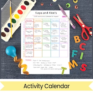 Activity Calendar - Homeschool, Preschool. Printable PDF packet and Fillable PDF Chart