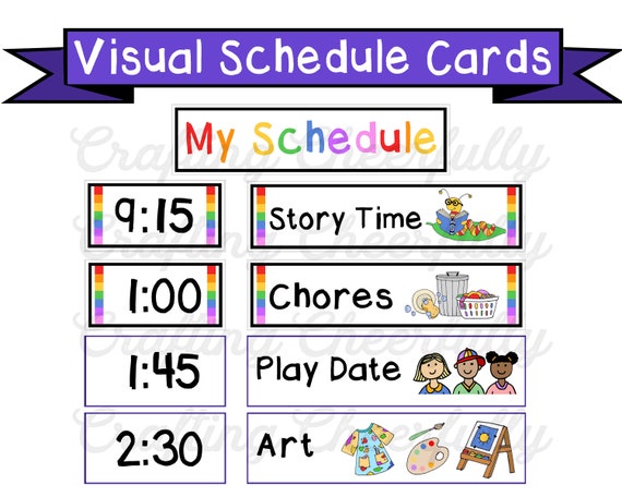 Visual Schedule Cards Editable Daily Calendar Cards | Etsy