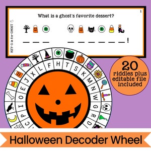 Halloween Decoder Wheel Cipher Wheel Halloween Activity Printable Instant Digital Download image 1