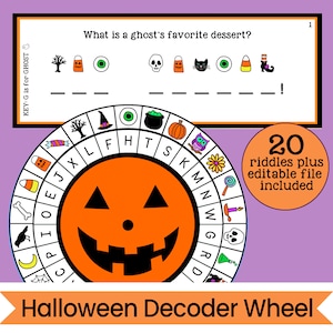 Rueda decodificadora de Halloween - Rueda de cifrado - Actividad de Halloween imprimible - Descarga digital instantánea