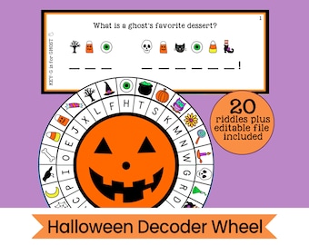 Halloween-decoderwiel - cijferwiel - afdrukbare Halloween-activiteit - direct digitaal downloaden