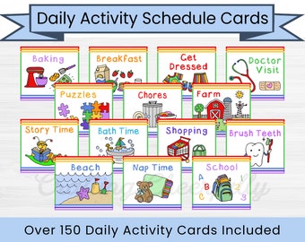 Daily Activity Routine Cards, Visual Schedule Cards, Daily Rhythm Cards, Pocket Chart Calendar Cards
