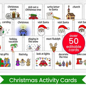 Christmas Activity Calendar Cards - Christmas Visual Schedule Cards - Editable Digital Download
