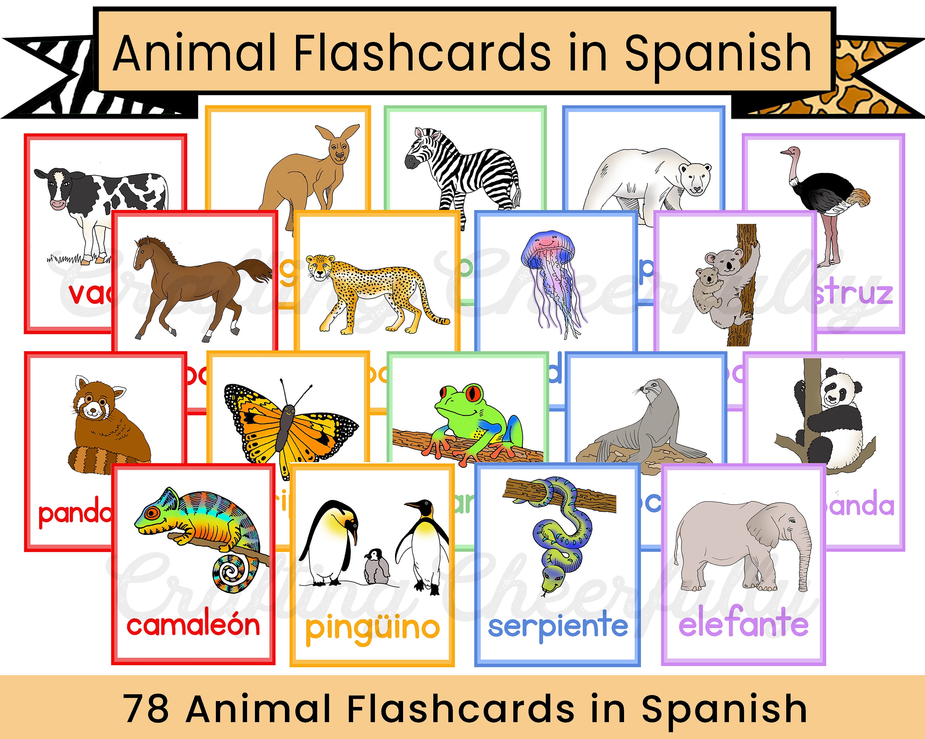 Animal Flashcards in Spanish 78 Printable Picture Animals - Etsy Australia Animal Flashcards in Spanish 78 Printable Picture Animals - Etsy Australia