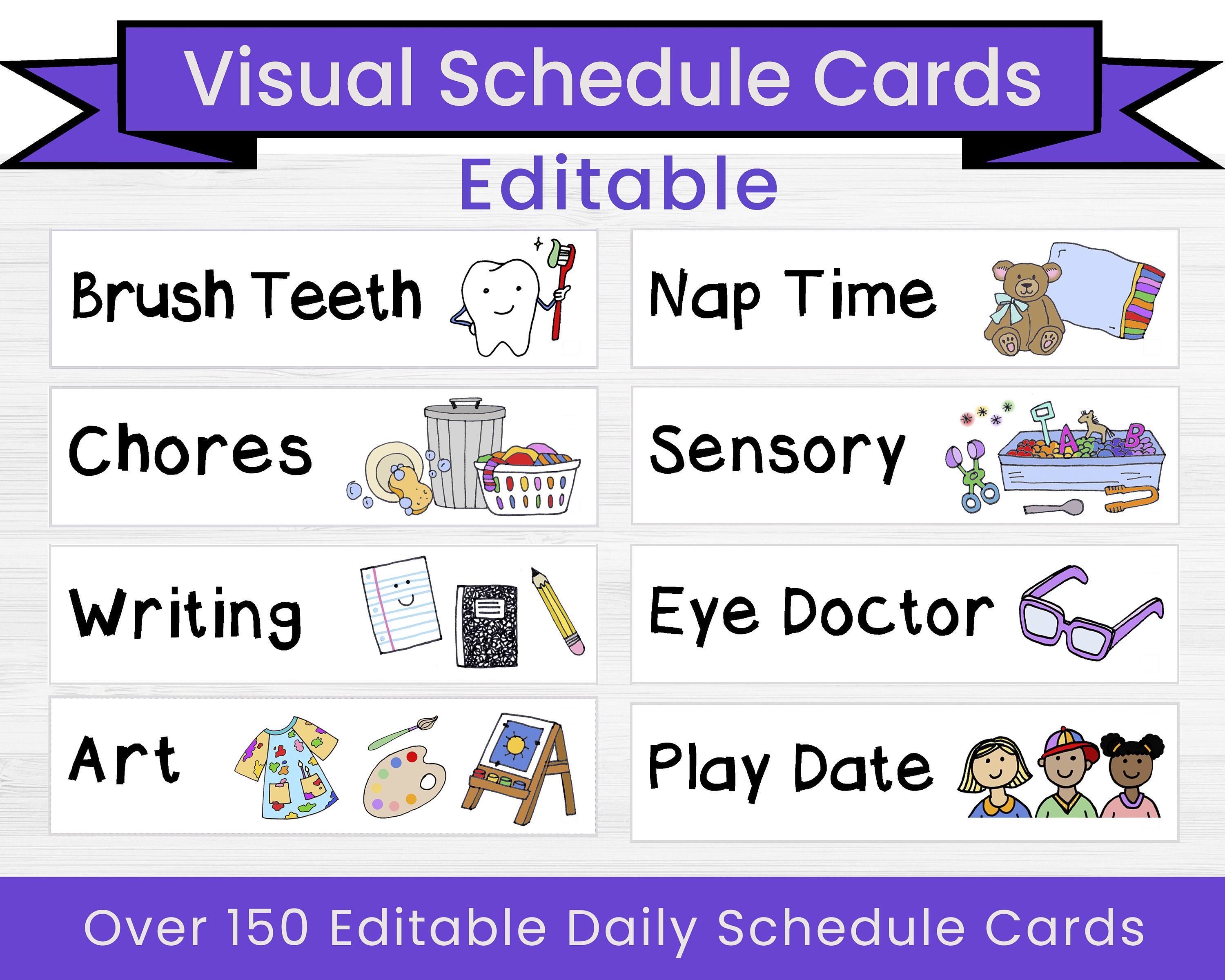Visual Schedule Cards Editable Daily Activity Routine | Etsy Canada