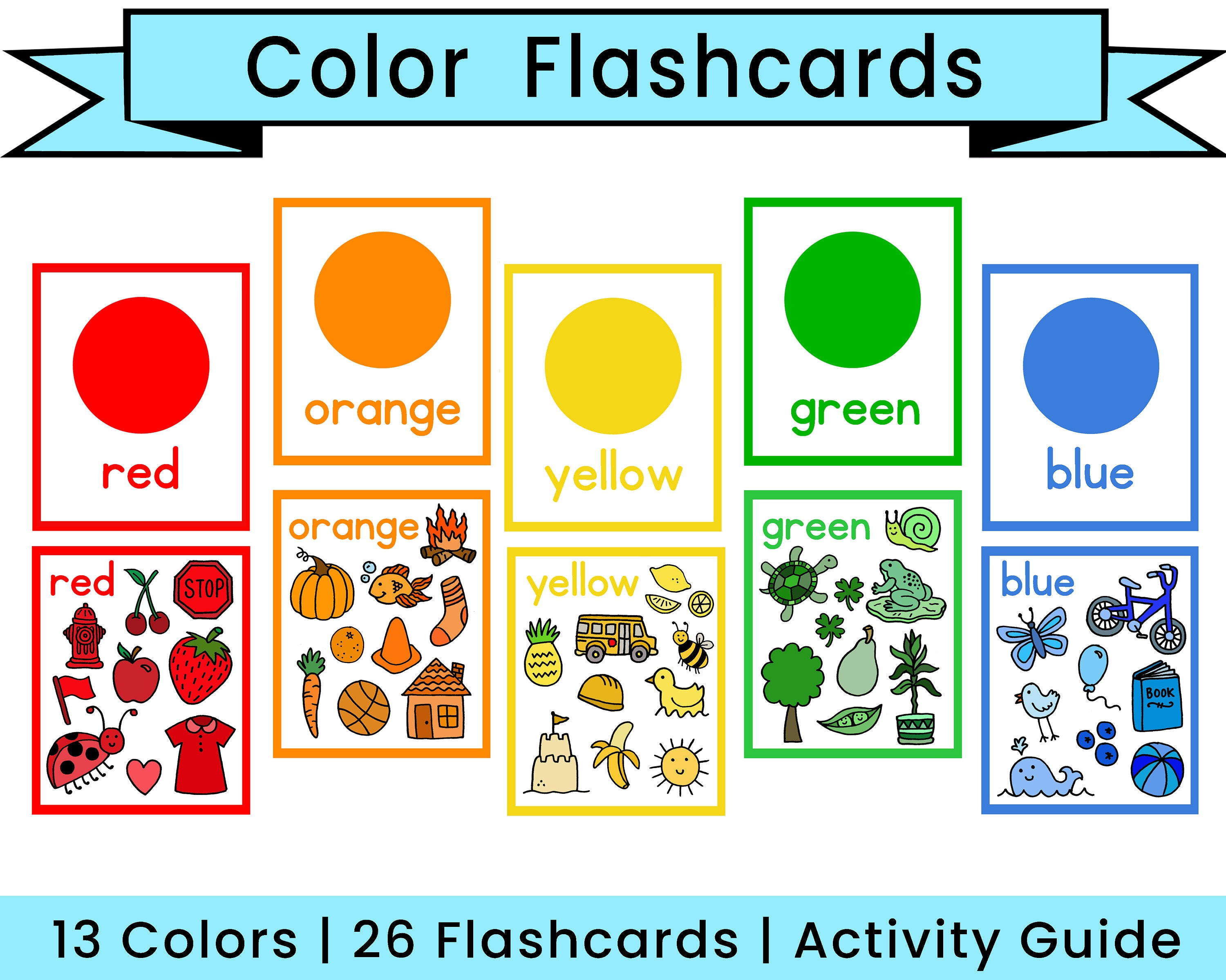 Color Flashcards 13 Colors, 26 Cards -  Finland