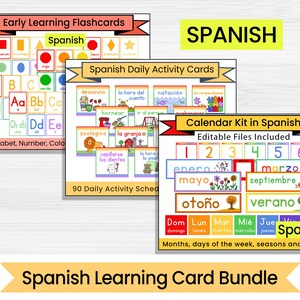 Pacchetto calendario e carte per l'apprendimento precoce dello spagnolo - Flashcard - Calendario