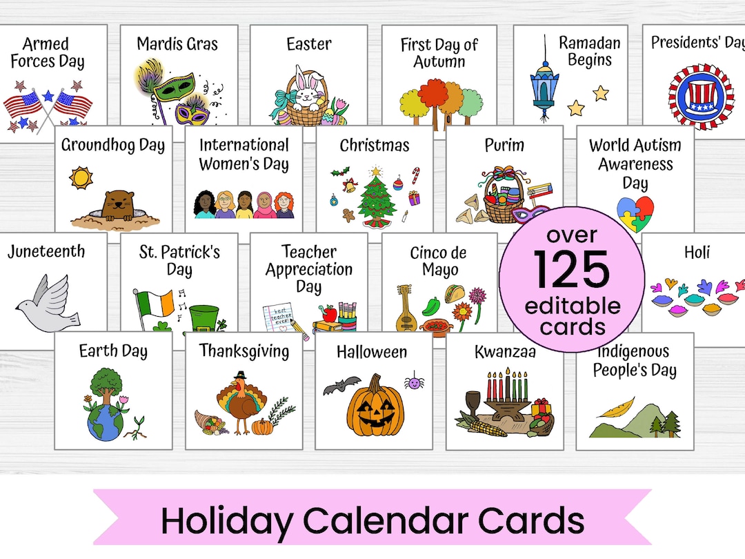 holiday-calendar-cards-american-holidays-and-observances-editable-digital-download-etsy