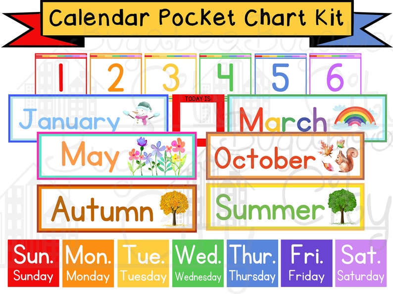 Calendar Cards For Pocket Chart