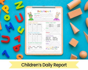 Children&#39;s Daily Report - Toddler & Older Kids - In-Home Preschool, Daycare, Nanny Log - Printable and Fillable PDFs
