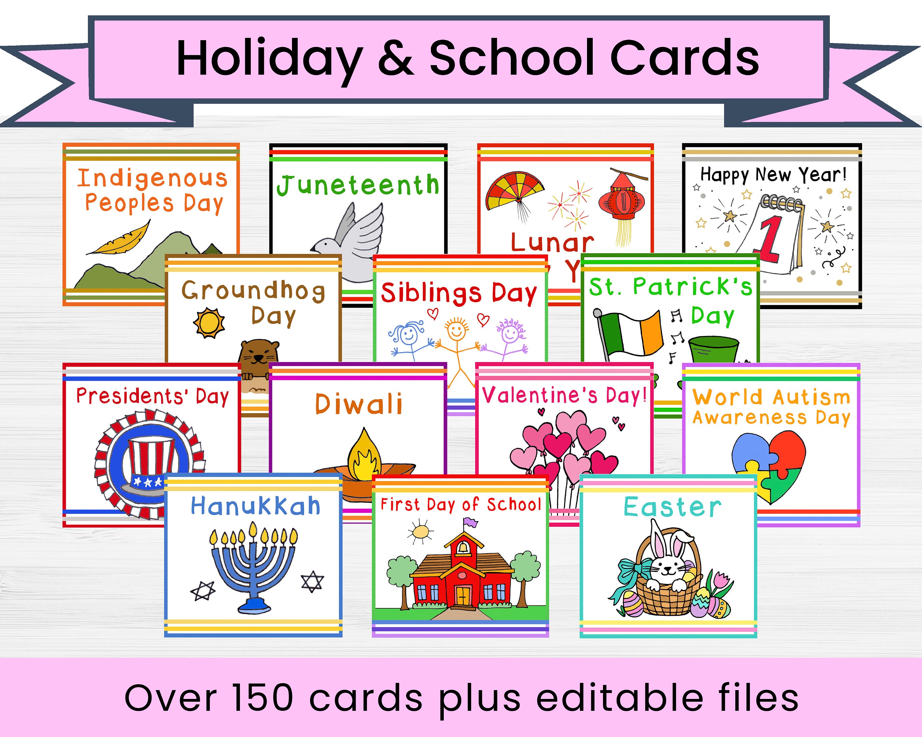 Holiday and School Calendar Cards American Holidays - Etsy