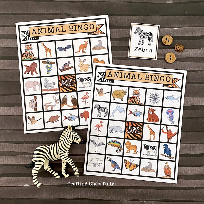 Animal BINGO Game 30 Printable BINGO party game Zoo Bingo Instant Digital Download image 5