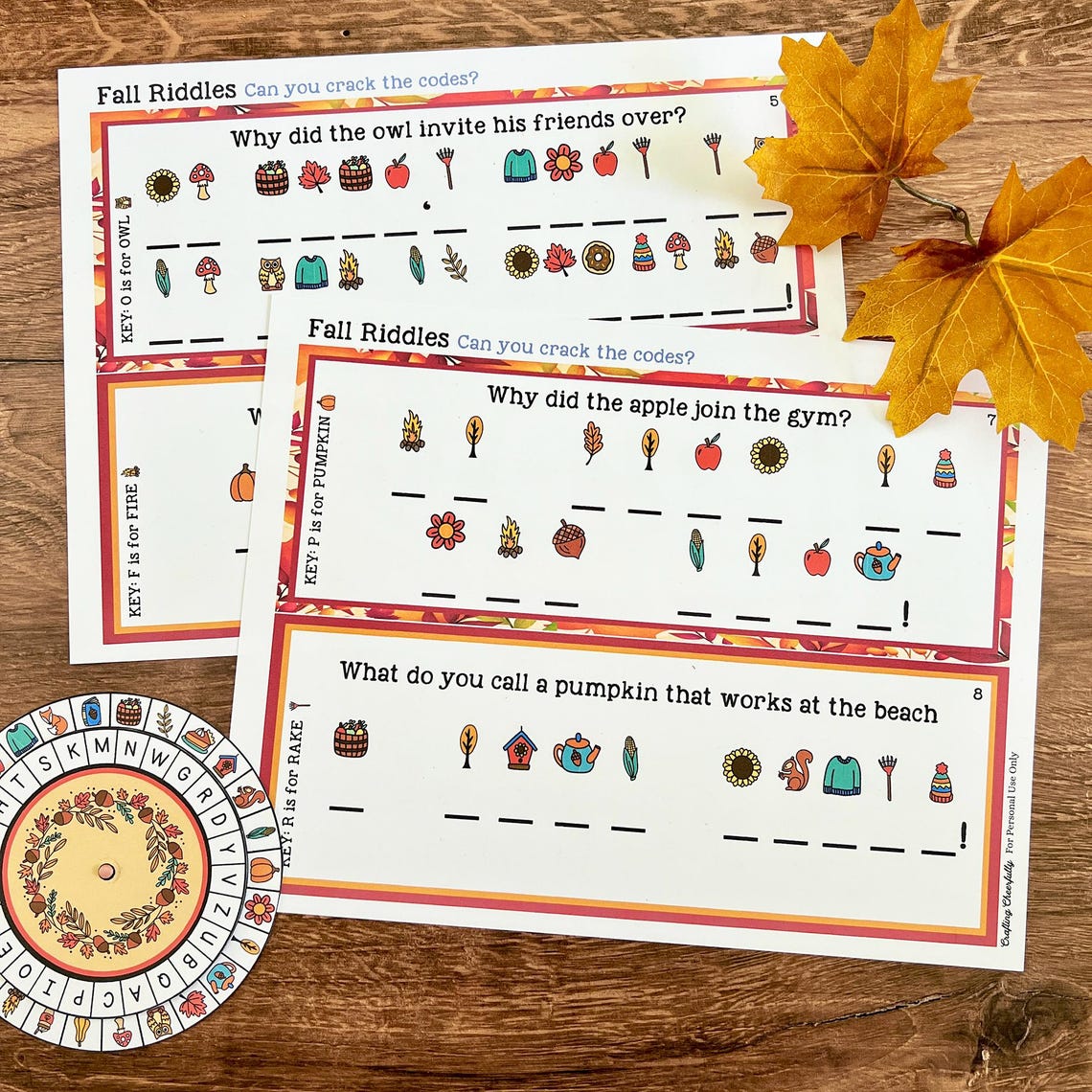 Fall Decoder Wheel - Cipher Wheel - Printable Activity - Etsy