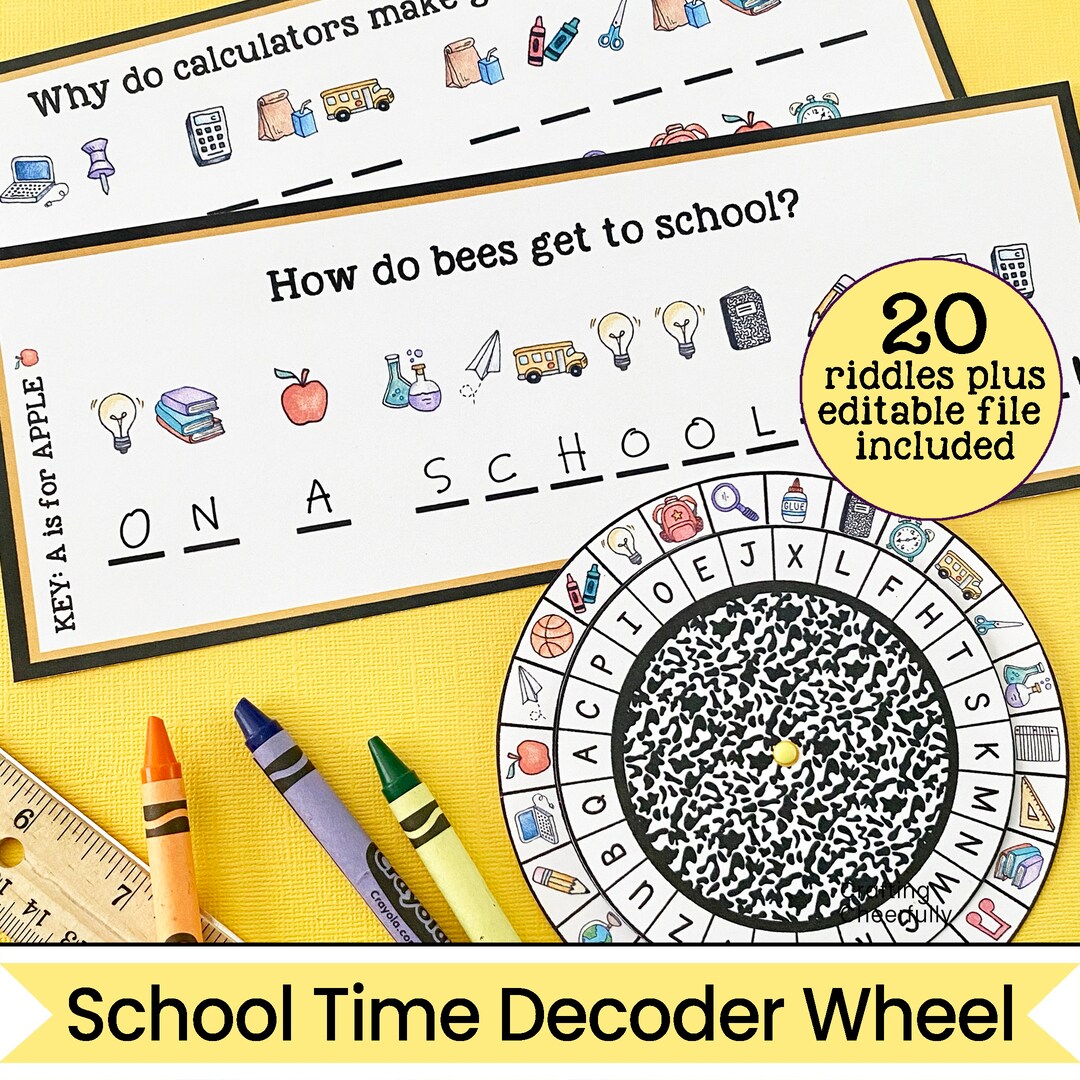 School Time Decoder Wheel Cipher Wheel Kid's School-themed Activity ...