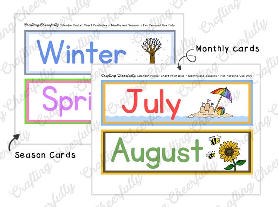 Pocket Chart Calendar Cards Printable