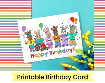 Printable Kid's Birthday Card | Colorful Children's Birthday Card | Digital Greeting Card Boys Girls Friend