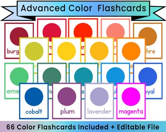 Advanced Color Flashcards - 66 Color Flashcards