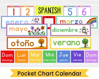 Spanish Calendar Kit for Kids, Editable, Pocket Chart Calendar Printables, Classroom Calendar, Instant Digital Download - In Spanish