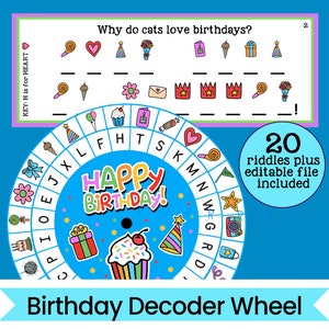 Birthday Decoder Wheel - Cipher Wheel - Printable Activity