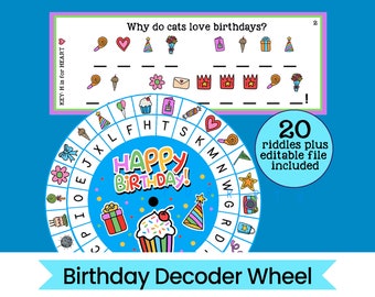 Birthday Decoder Wheel - Cipher Wheel - Printable Activity