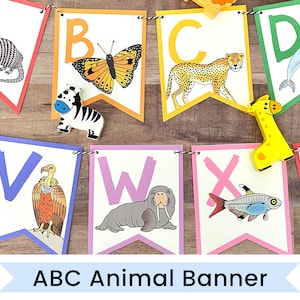 Bannière animaux ABC - bannière alphabet imprimable - téléchargement numérique instantané