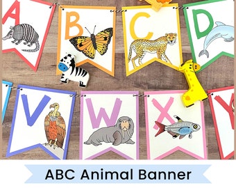 ABC Animal Banner - Printable Alphabet Banner - Instant Digital Download