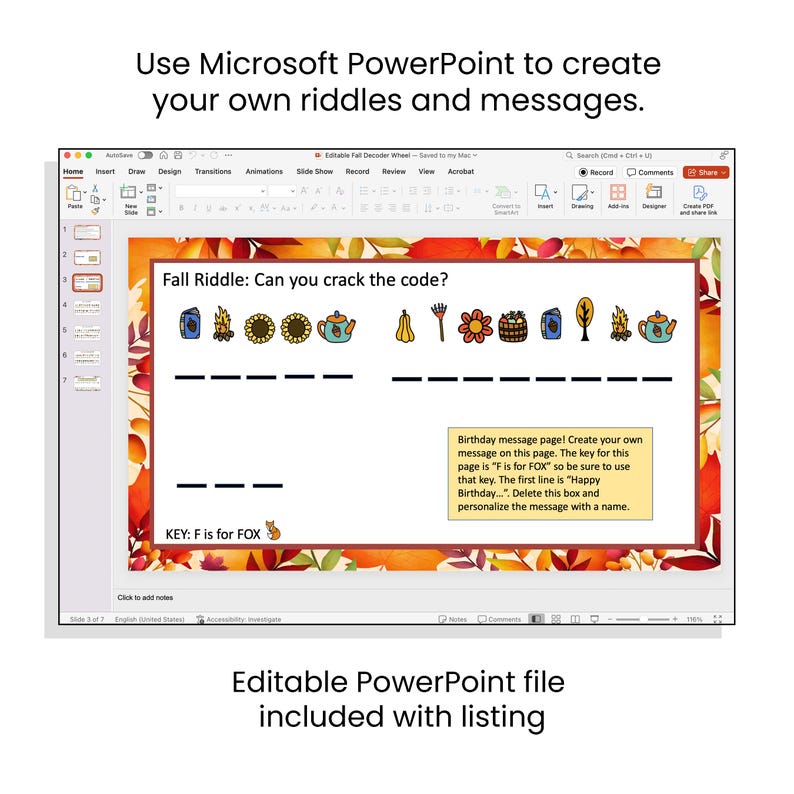 Fall Decoder Wheel - Cipher Wheel - Printable Activity - Etsy