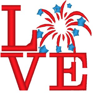 4th of July love embrodery design
