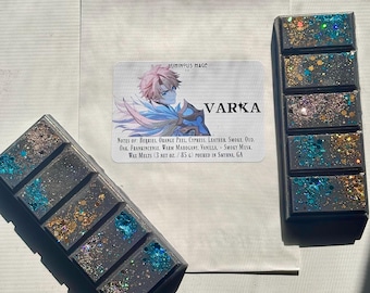 Varka | Genshin Impact Inspired Wax Melts, Body Spray, & Body Oil | Mahogany Teakwood, Bergamot + Labdanum, Opopanax + Spice Scented