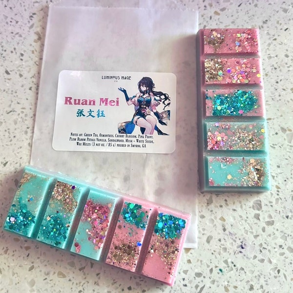 Ruan Mei | Honkai Star Rail Wax Melts & Body Spray | Cherry Blossom + Summer Breeze, Osmanthus Nectar + White Suede Scented