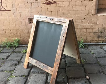 Rustic A-Frame Chalkboard, Pavement Menu Board, Classic Blackboard, Recycled Timber