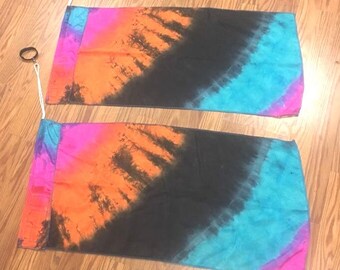 Flag Poi with Swivel Handles. Hand Dyed 100% Silk in UV glow colors.