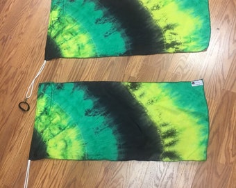 Flag Poi with Swivel Handles. Hand Dyed 100% Silk in UV glow colors.