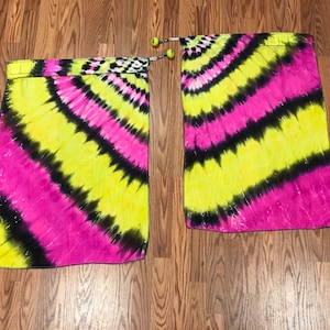 Flag Poi Hand Dyed 100% Silk in UV reflective tie dye.Performances,  Festivals, Burning Man