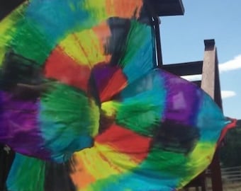 Weighted flags UV Glow Hand Dyed Silk Spin Flags Made to Order. Perfect prop for Festivals, and Flow jams.