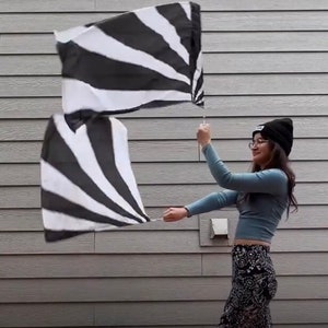 Flag Poi With Swivels and Handles. Hand Painted 100% Silk in the colors of your choice. Flow performances!