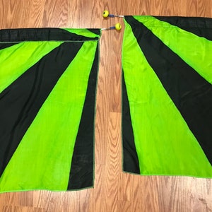 Flag Poi With Swivels and Handles. Hand Painted 100% Silk in the colors of your choice. Flow performances!